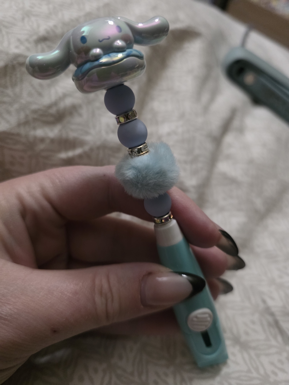 Blue Sanrio Handcrafted Box Cutter Cinnamaroll Keychain Charm Authentic Bean